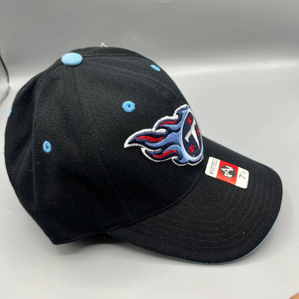 Tennessee Titans Hat‎ Men 7 3/8 Black Embroidered Logo Annco NFL Fitted Cap New